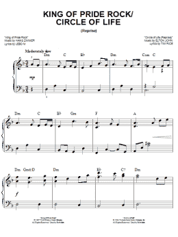page one of King Of Pride Rock (from The Lion King: Broadway Musical) (Easy Piano)