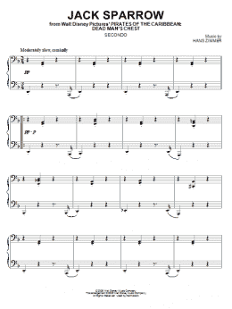 page one of Jack Sparrow (from Pirates Of The Caribbean: Dead Man's Chest) (Piano Duet)