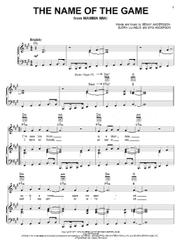 page one of The Name Of The Game (Piano, Vocal & Guitar Chords (Right-Hand Melody))