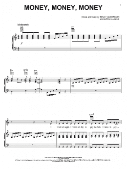 page one of Money, Money, Money (Piano, Vocal & Guitar Chords (Right-Hand Melody))