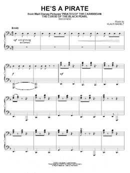 page one of He's A Pirate (from Pirates Of The Caribbean: The Curse of the Black Pearl) (Piano Duet)
