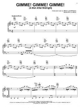 page one of Gimme! Gimme! Gimme! (A Man After Midnight) (Piano, Vocal & Guitar Chords (Right-Hand Melody))