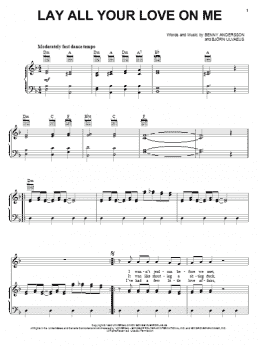 page one of Lay All Your Love On Me (Piano, Vocal & Guitar Chords (Right-Hand Melody))