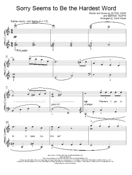 page one of Sorry Seems To Be The Hardest Word (Educational Piano)