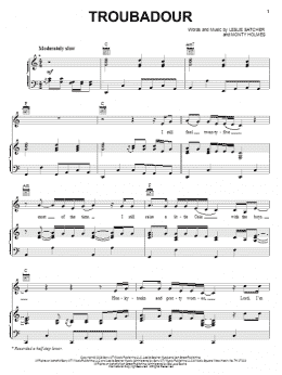 page one of Troubadour (Piano, Vocal & Guitar Chords (Right-Hand Melody))