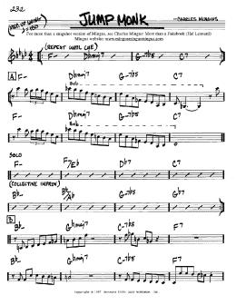 page one of Jump Monk (Real Book – Melody & Chords – C Instruments)