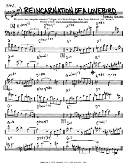 page one of Reincarnation Of A Lovebird (Real Book – Melody & Chords – Bass Clef Instruments)