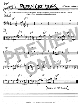 page one of Pussy Cat Dues (Real Book – Melody & Chords – Bass Clef Instruments)
