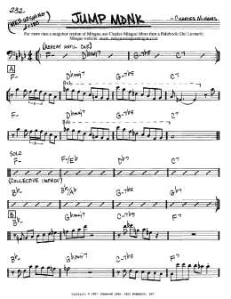 page one of Jump Monk (Real Book – Melody & Chords – Bass Clef Instruments)