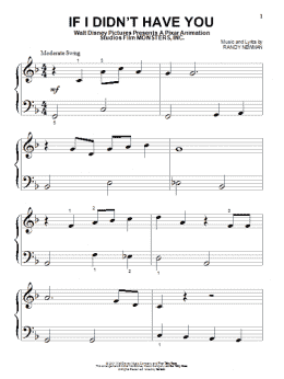 page one of If I Didn't Have You (from Monsters, Inc.) (Beginning Piano Solo)