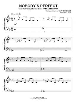 page one of Nobody's Perfect (Beginning Piano Solo)