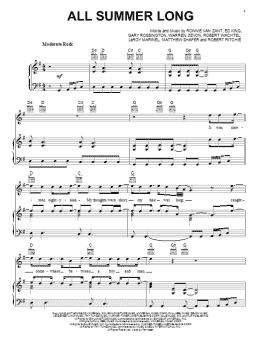 page one of All Summer Long (Piano, Vocal & Guitar Chords (Right-Hand Melody))