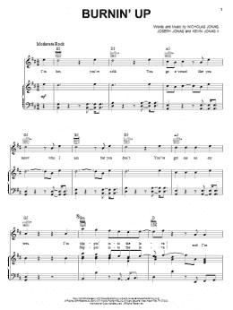 page one of Burnin' Up (Piano, Vocal & Guitar Chords (Right-Hand Melody))