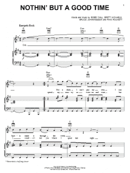 page one of Nothin' But A Good Time (Piano, Vocal & Guitar Chords (Right-Hand Melody))