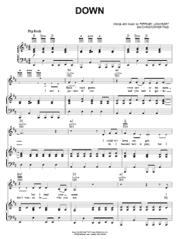page one of Down (Piano, Vocal & Guitar Chords (Right-Hand Melody))