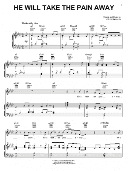 page one of He Will Take The Pain Away (Piano, Vocal & Guitar Chords (Right-Hand Melody))