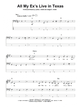 page one of All My Ex's Live In Texas (Bass Guitar Tab)