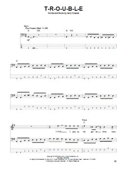 page one of T-R-O-U-B-L-E (Bass Guitar Tab)