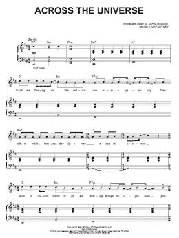 page one of Across The Universe (from Across The Universe) (Piano & Vocal)