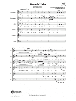 page one of Baruch Haba (Blessed be all who come) (Choir)