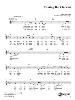 page one of Coming Back to You (Lead Sheet / Fake Book)