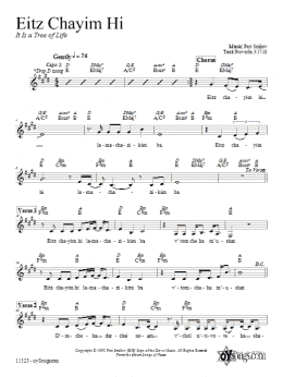 page one of Eitz Chayim Hi (Lead Sheet / Fake Book)