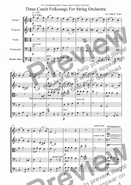page one of Three Czech Folksong For String Orchestra