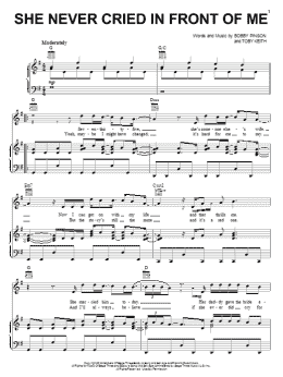 page one of She Never Cried In Front Of Me (Piano, Vocal & Guitar Chords (Right-Hand Melody))