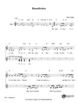 page one of Benediction (Lead Sheet / Fake Book)