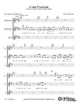 page one of L'chu N'ran'nah (SSA Choir)