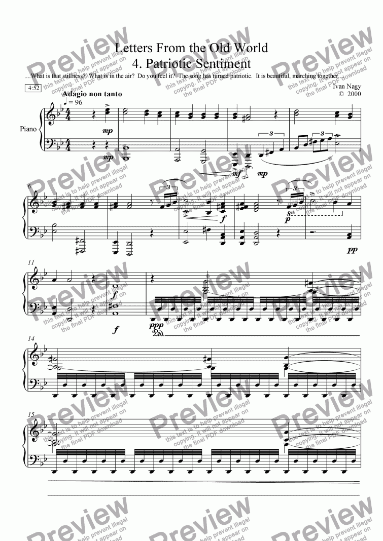 page one of LETTERS 4. Patriotic Sentiment (Solo Piano)