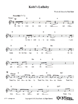 page one of Kobi's Lullaby (Lead Sheet / Fake Book)