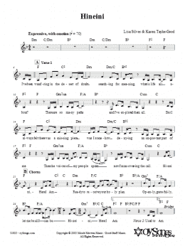 page one of Hineini (Lead Sheet / Fake Book)
