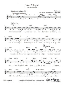 page one of I Am A Light (For All Occasions) (Lead Sheet / Fake Book)