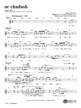 page one of Or Chadash (Lead Sheet / Fake Book)