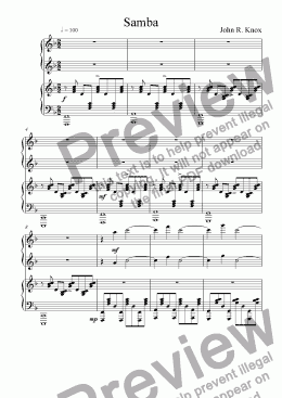page one of Samba For Piano Duet