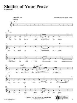 page one of Shelter of Your Peace (Lead Sheet / Fake Book)
