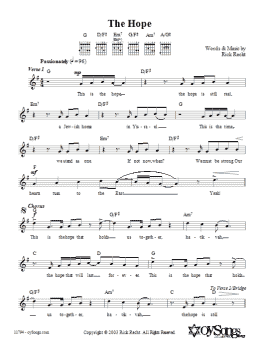 page one of The Hope (Lead Sheet / Fake Book)