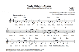 page one of Yah Ribon Olam (Eternal God Of This And All Worlds) (Lead Sheet / Fake Book)