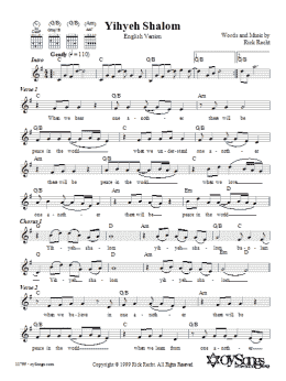 page one of Yihyeh Shalom (English version) (Lead Sheet / Fake Book)