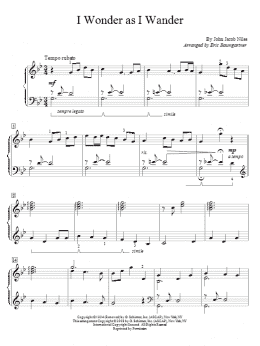 page one of I Wonder As I Wander (Educational Piano)