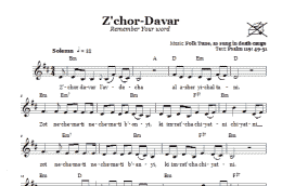 page one of Z'chor-Davar (Remember Your Word) (Lead Sheet / Fake Book)