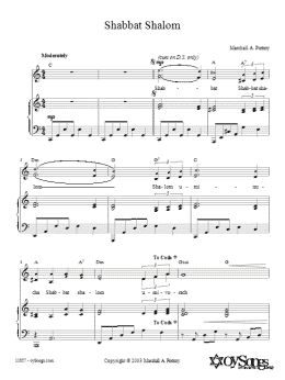 page one of Shabbat Shalom (Piano, Vocal & Guitar Chords (Right-Hand Melody))