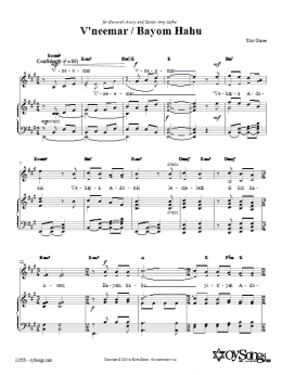 page one of V'neemar / Bayom Hahu (Piano, Vocal & Guitar Chords (Right-Hand Melody))