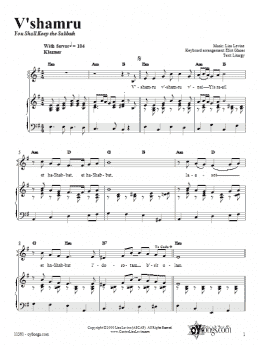 page one of V'shamru (Piano, Vocal & Guitar Chords (Right-Hand Melody))