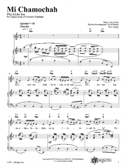 page one of Mi Chamochah (Piano, Vocal & Guitar Chords (Right-Hand Melody))