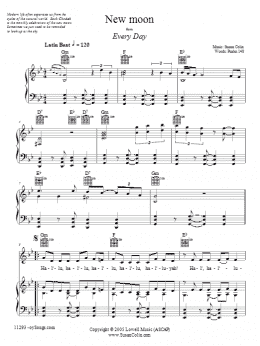 page one of New Moon (Piano, Vocal & Guitar Chords (Right-Hand Melody))