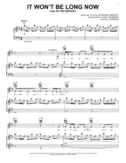 page one of It Won't Be Long Now (from In The Heights: The Musical) (Piano, Vocal & Guitar Chords (Right-Hand Melody))