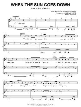 page one of When The Sun Goes Down (from In The Heights: The Musical) (Piano, Vocal & Guitar Chords (Right-Hand Melody))