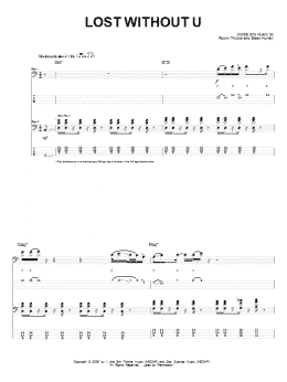 page one of Lost Without U (Bass Guitar Tab)